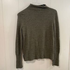 Madewell Mock Neck Sweater XS | Olive Green Ribbed Hem Cozy Knit Pullover
